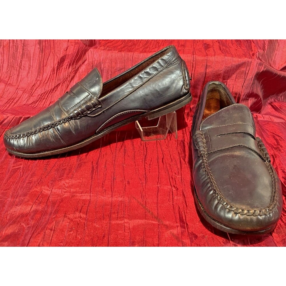 Mens Cole Haan Navy Leather Penny Loafers Moc Toe Slip On Driving Shoes sz 11D